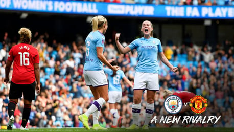 DERBY DELIGHT: City fan Keira Walsh punches the air!