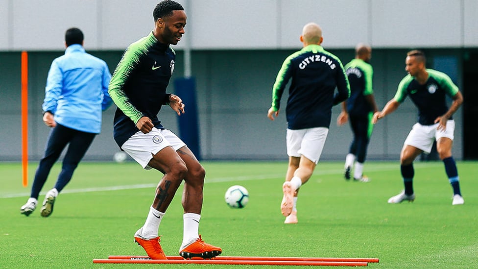 MAKING A STER : Raheem Sterling is put through his paces in training