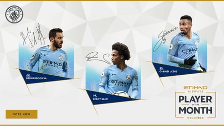 Bernardo, Sane & Gabriel Jesus up for Etihad vote