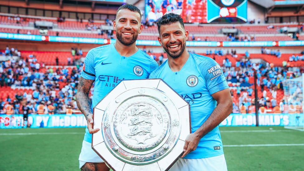 SHIELD OF DREAMS : Grabbing a celebratory pic with fellow Argentine Sergio Aguero