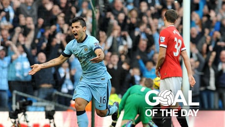 DERBY DELIGHT: Sergio Aguero scored the only goal of the game at the Etihad in 2014.