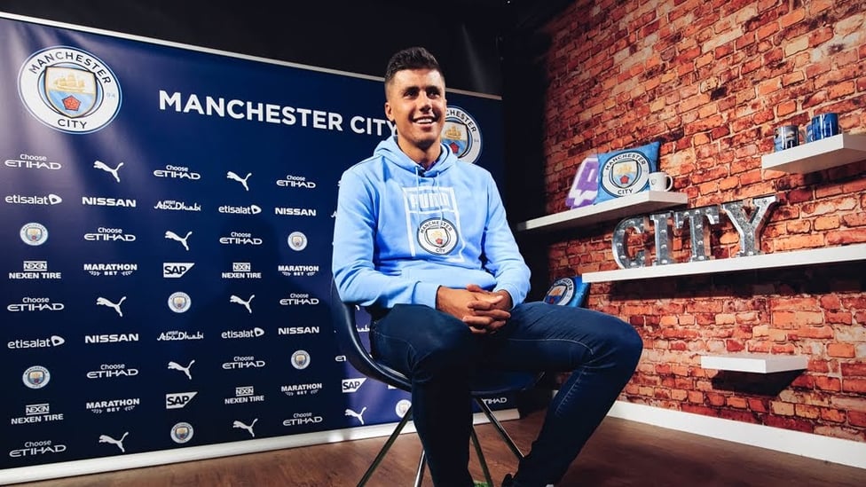 TRUE BLUE : Rodri settles in at the City TV studios ahead of his exclusive interview