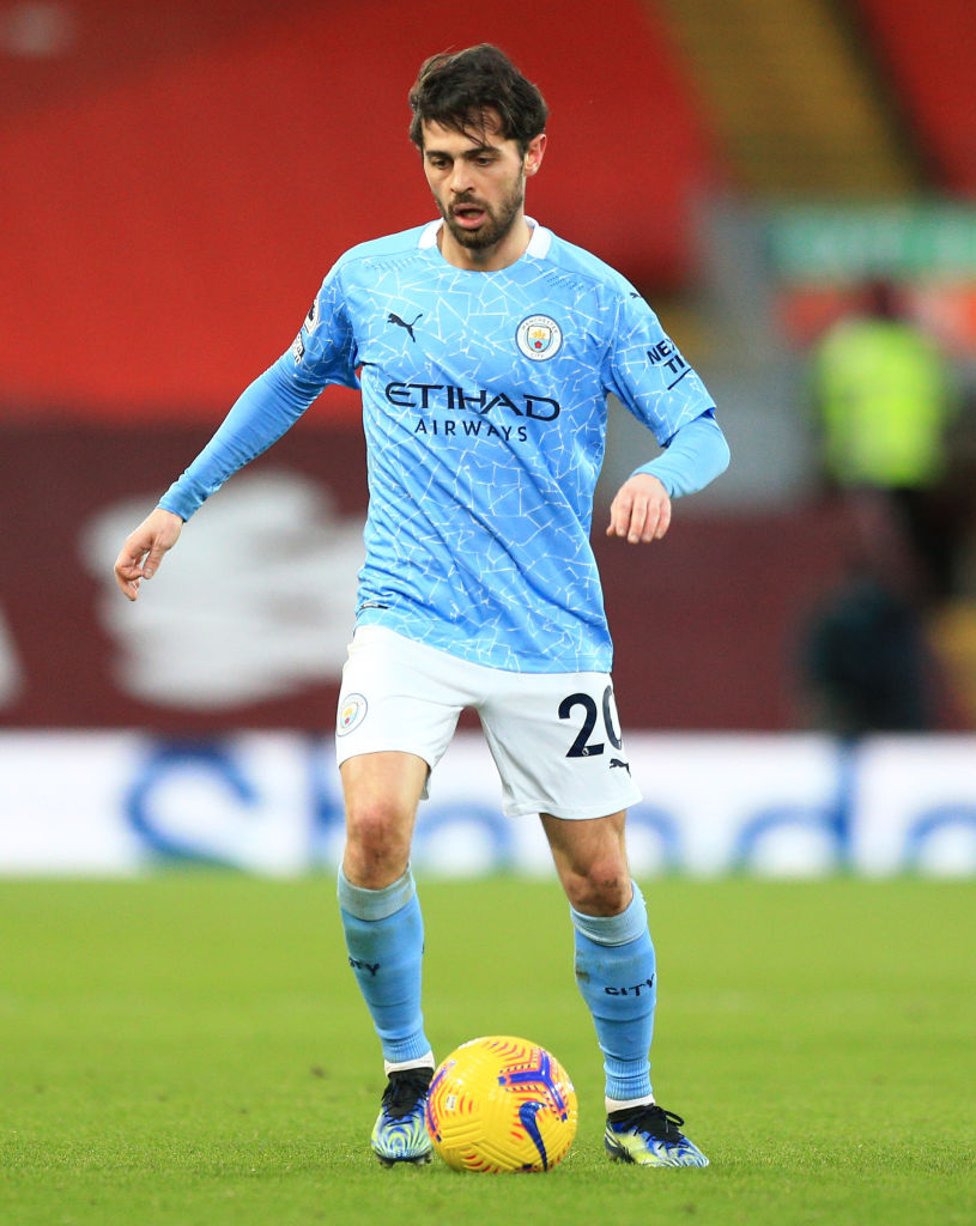 SILKY SILVA : Bernardo dribbles with the ball as City probe for the opener.