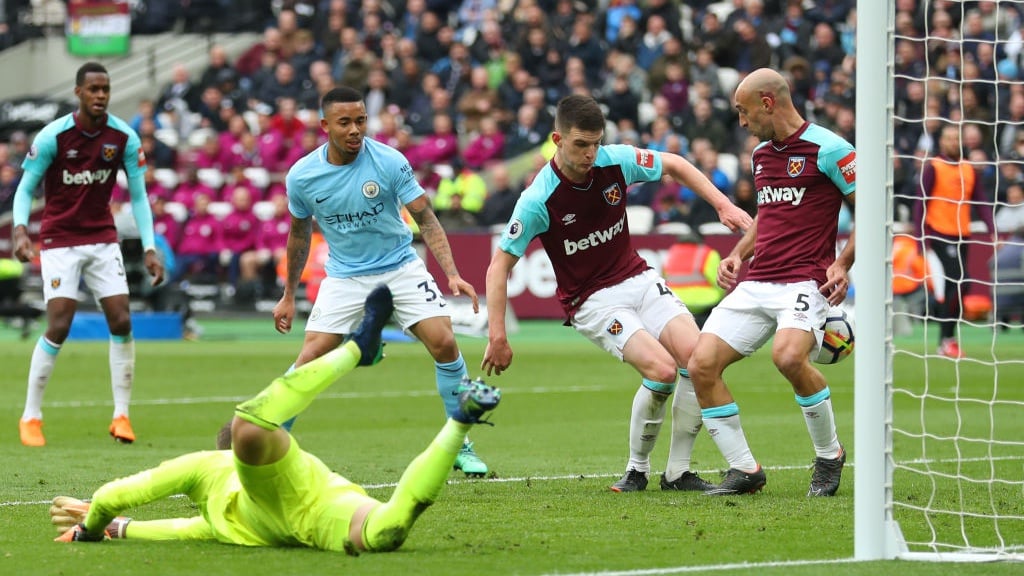 OG: Declan Rice puts through his own goal to double City's lead - the Blues' 100th goal of the Premier League season.