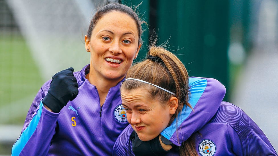 MEG LOCK : Megan Campbell has some fun with Republic of Ireland compatriot Tyler Toland