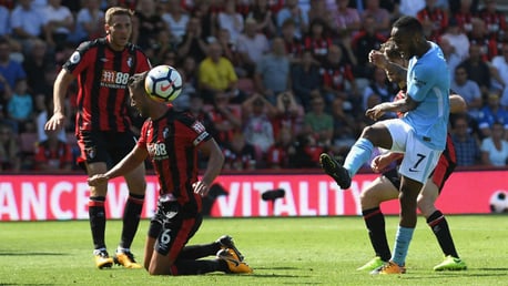 LAST GASP HERO: Raheem Sterling scores City's dramatic injury time winner at Bournemouth back in August 2017