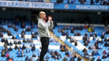 THE BOSS: Pep watches on from the sideline.