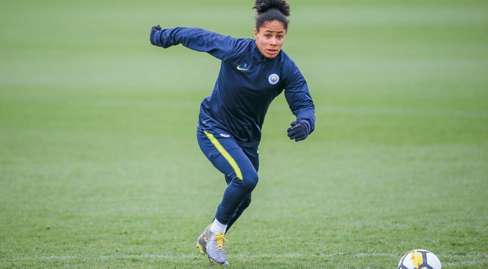 ACTION STATIONS : Demi Stokes puts in sprint work