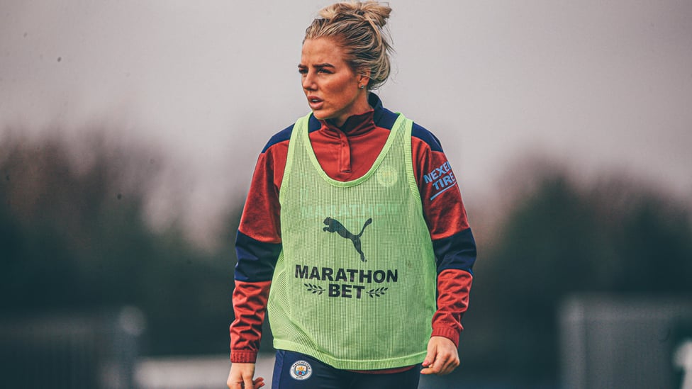 GAME FACE ON: Alex Greenwood weighs up the task in hand