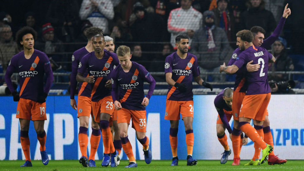 SQUAD GOALS: The Blues celebrate after Aymeric Laoprte's vital leveller