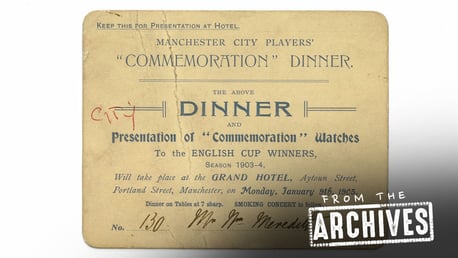 The 1905 dinner invite for Billy Meredith