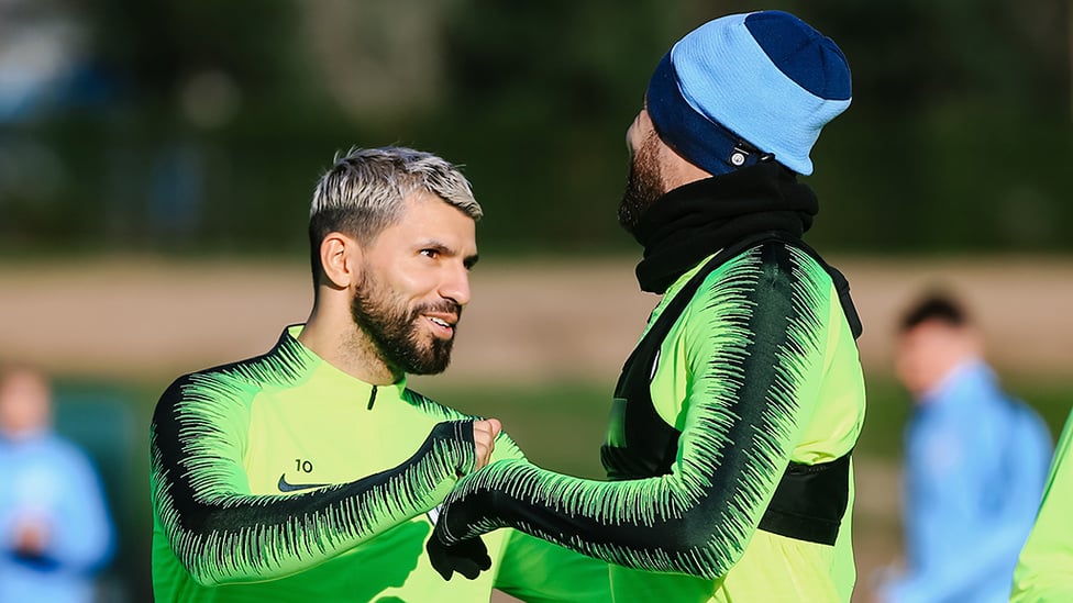 GREEN MACHINE : Sergio Aguero is all smiles, as ever