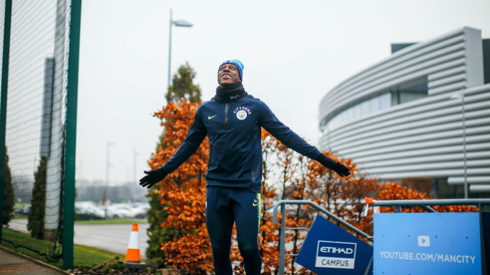 ON THE MEND-Y : Benjamin Mendy seems pleased to be back on the pitch again