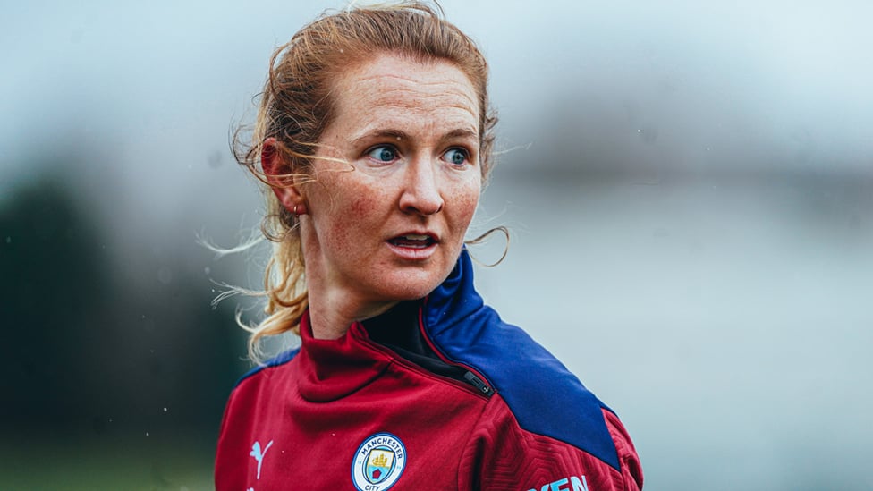 CLASH OF THE TITANS : Sam Mewis says her first experience of a Manchester Derby in November taught her the true meaning of the encounter