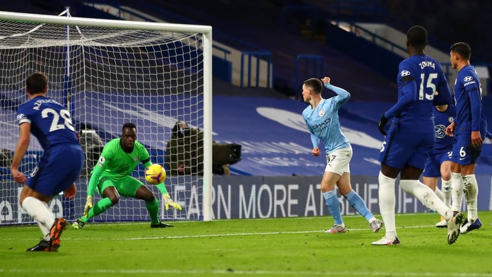 FOX IN THE BOX: Phil Foden finds a yard to add a second