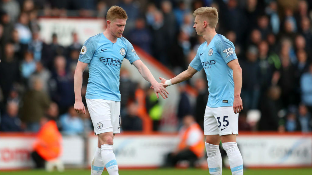 WORRY : There was a blow for City when Kevin De Bruyne was forced off with what looked like a hamstring problem on the stroke of half-time_