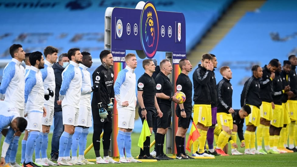 SQUAD GOALS : The players arrive on the pitch as kick-off beckons.