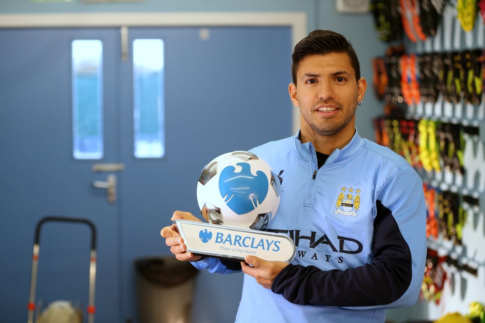 ACCOLADES : Aguero wins a Premier League player of the month award in 2013