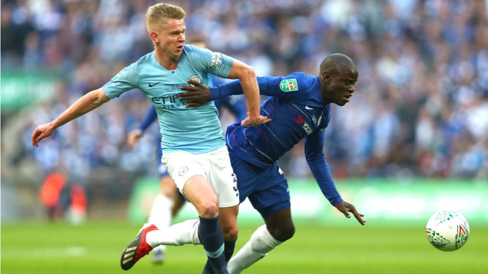 CLOSE QUARTERS : Oleks Zinchenko tussles with N'golo Kante