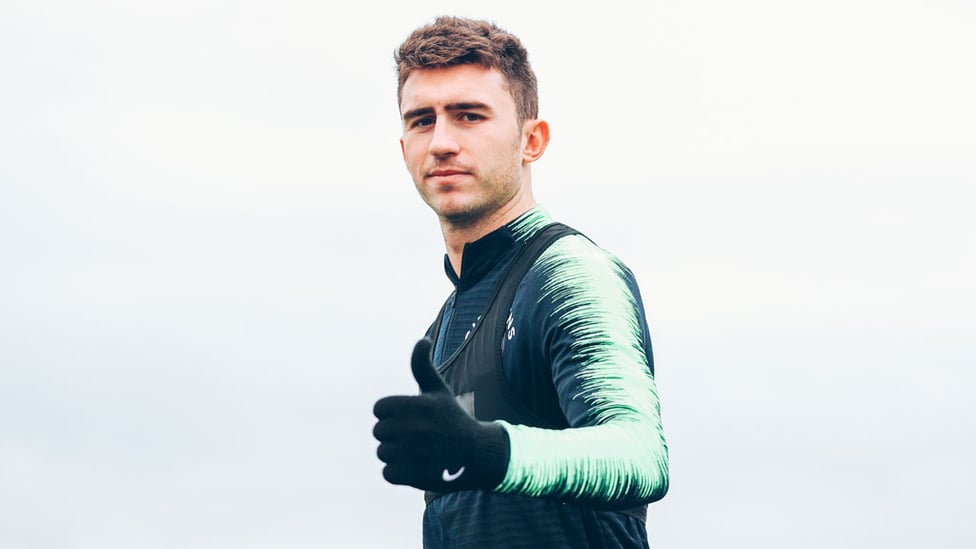 THUMBS UP : A fresh Aymeric Laporte after sitting out the Rotherham tie