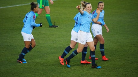 CITY SMILES: Pauline Bremer celebrates City's third!