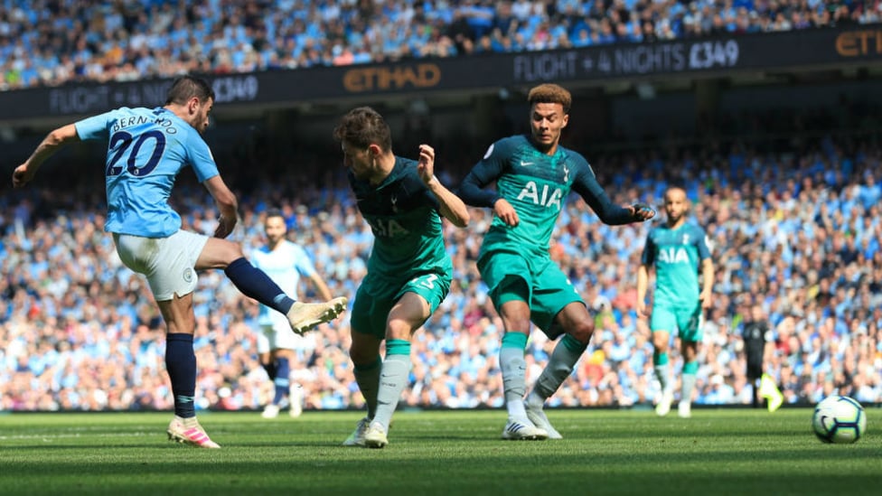 TAKE THAT : Bernardo Silva fires a shot over the bar