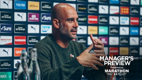 MEDIA DUTIES: Pep Guardiola shares his thoughts before City welcome Aston Villa to the Etihad Stadium.