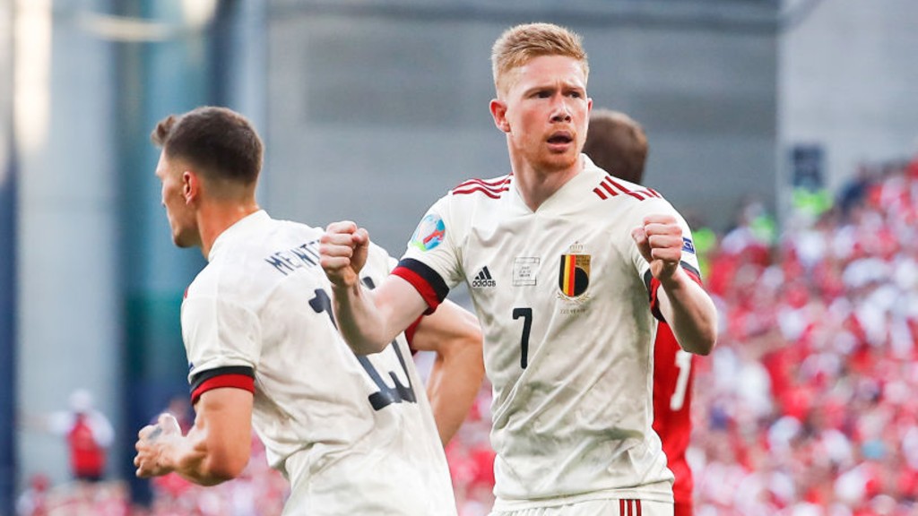 ASSIST KING: KDB celebrates after Belgium's leveller