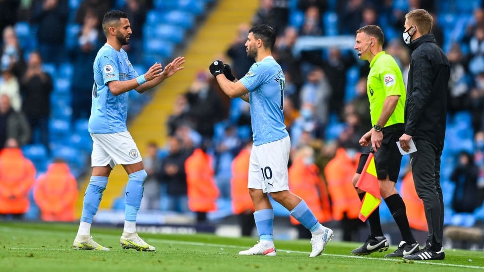 AGUERO TIME : Sergio gets onto the pitch for the final 25 minutes.