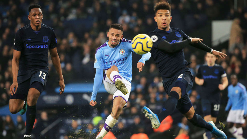 BREAKTHROUGH: Jesus curls into the top corner early in the second half.