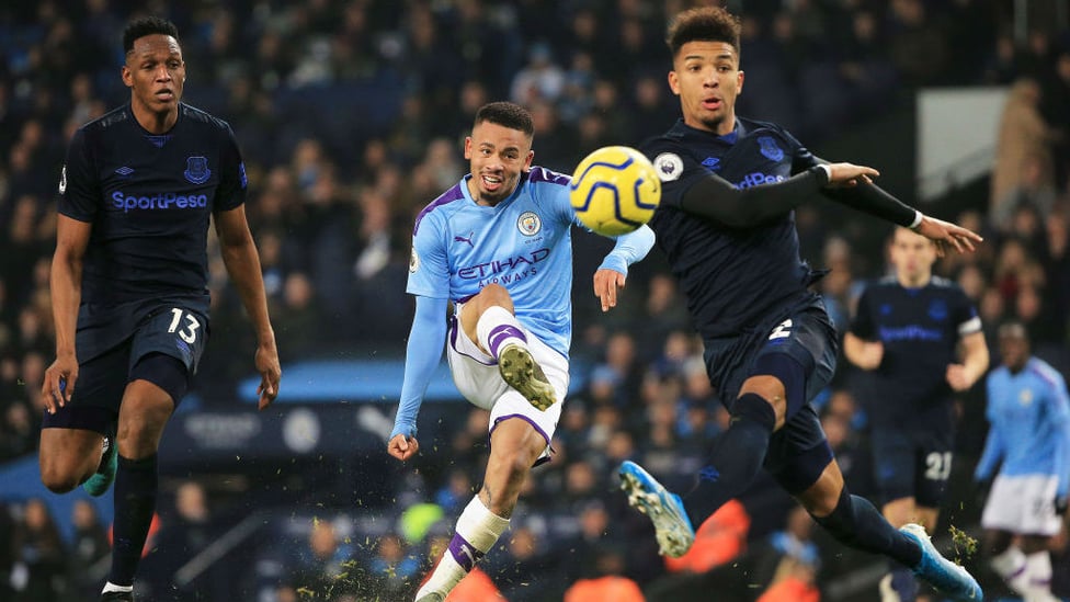 BREAKTHROUGH : Jesus curls into the top corner early in the second half.