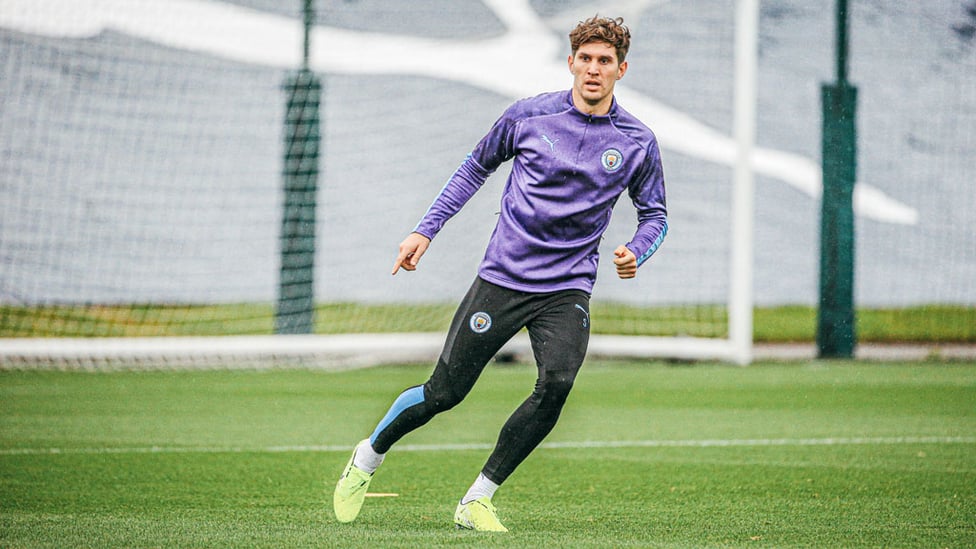 CENTRE OF ATTENTION : John Stones was also making a welcome return to training after his injury lay-off