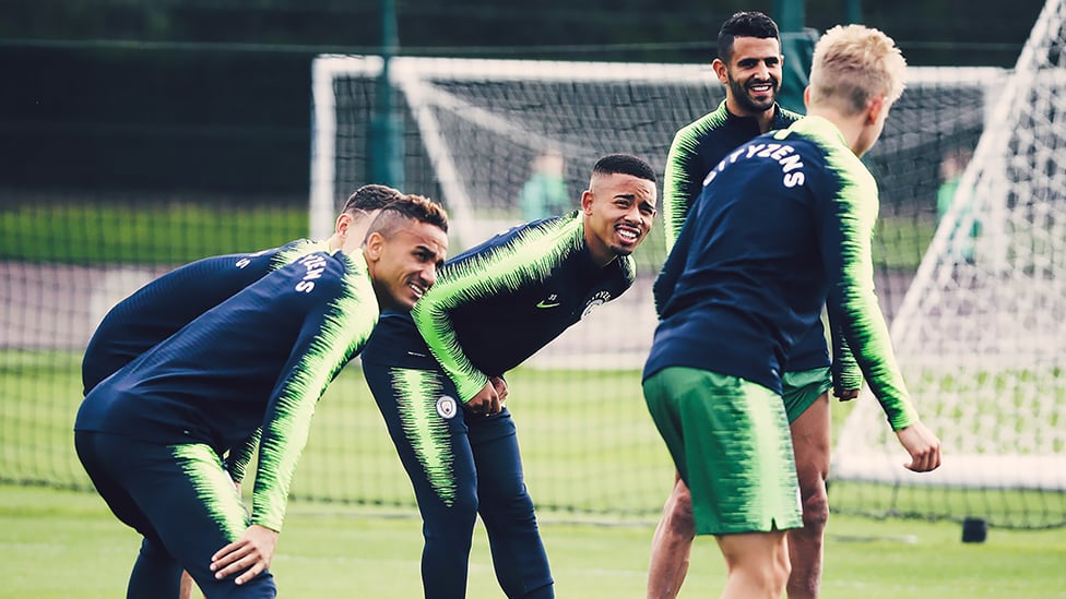 LEAN AND MEAN : The City players limber up after their Oxford exertions