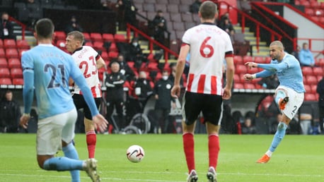 TAKE THAT: Kyle Walker fires home to give City a first-half lead