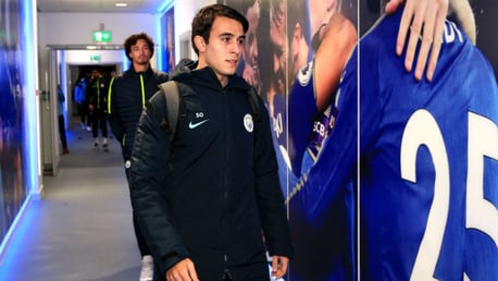 ACTION STATIONS: Eric Garcia arrives at the King Power Stadium