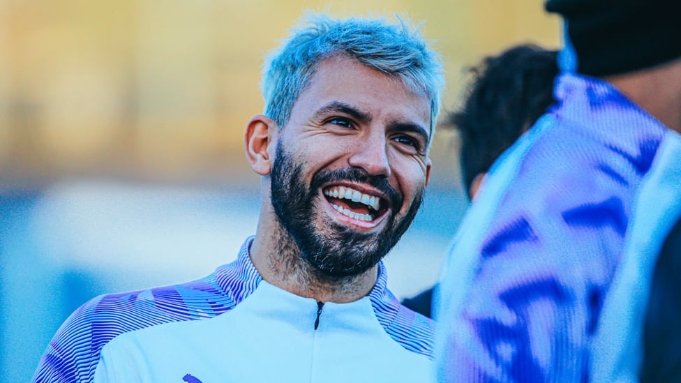 SMILING SERGIO : Our record goalscorer having fun in training