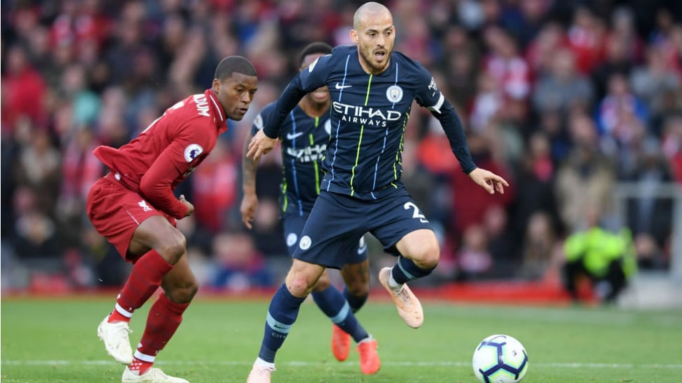 SOLID SILVA : David Silva takes the fight to Liverpool