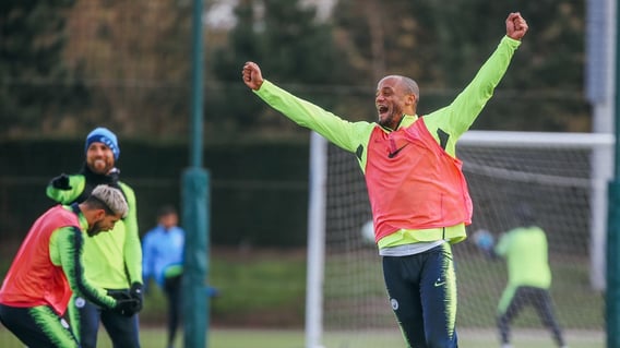 CHAMPIONS: Hopefully this isn't the last celebration Vincent and the lads will enjoy this season!