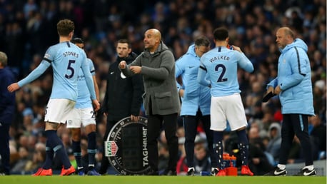 PEP TALK: The boss hands out instructions after the early injury to Oleks Zinchenko which saw Kyle Walker come on in his place