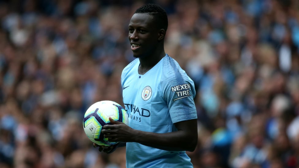 JOYEUX : Benjamin Mendy was glad to be back in action at the Etihad Stadium