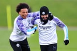 Leroy Sane and Ilkay Gundogan enjoying themselves in Manchester City training.