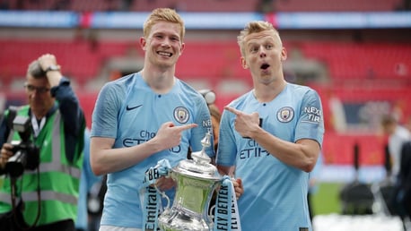 LOOKING GOOD: KDB and Oleks celebrate together