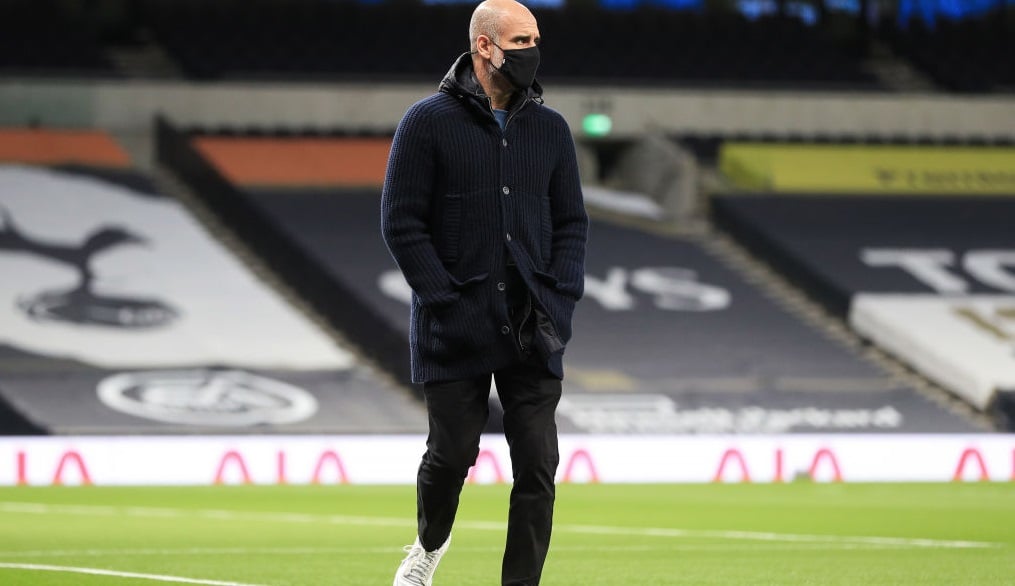 Pep Guardiola arrives at the Tottenham Hotspur Stadium