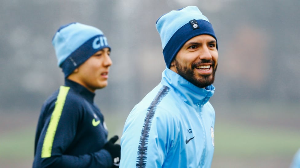 SMILING SERGIO : Sergio Aguero in high spirits at the CFA