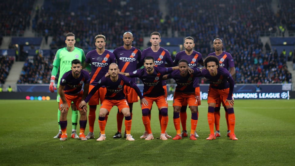 SQUAD GOALS : The City team line up before kick-off