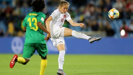 TEKKERS: Janine Beckie lets fly in Canada's opening game against Cameroon.
