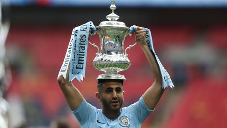 Riyad Mahrez Man City FA Cup trophy