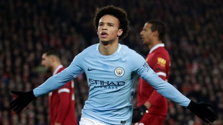 DOUBLE FIGURES: Leroy Sané celebrates scoring his tenth goal for City this season.