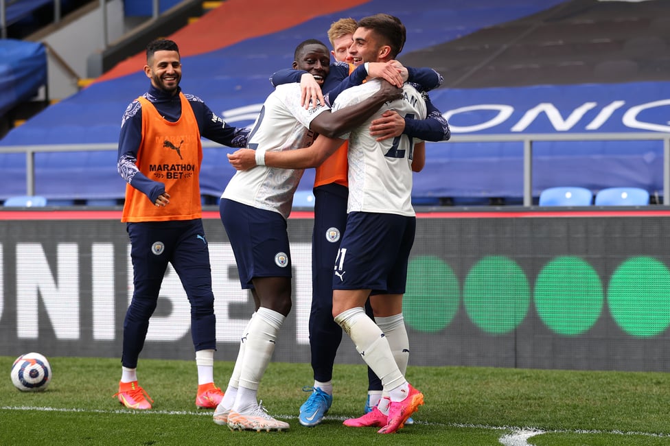 TEAMWORK MAKES THE DREAM WORK : Substitutes Kevin De Bruyne and Riyad Mahrez express their delight