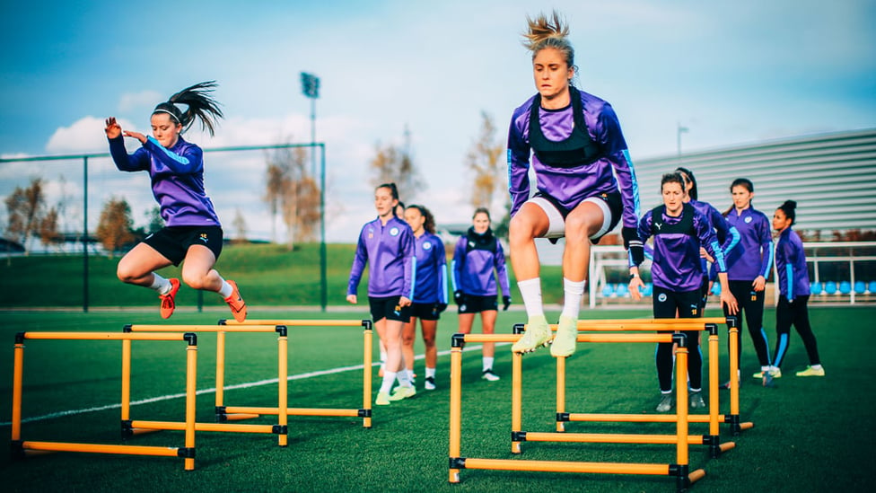 FLYING SQUAD : Steph Houghton and Tyler Toland leap into action